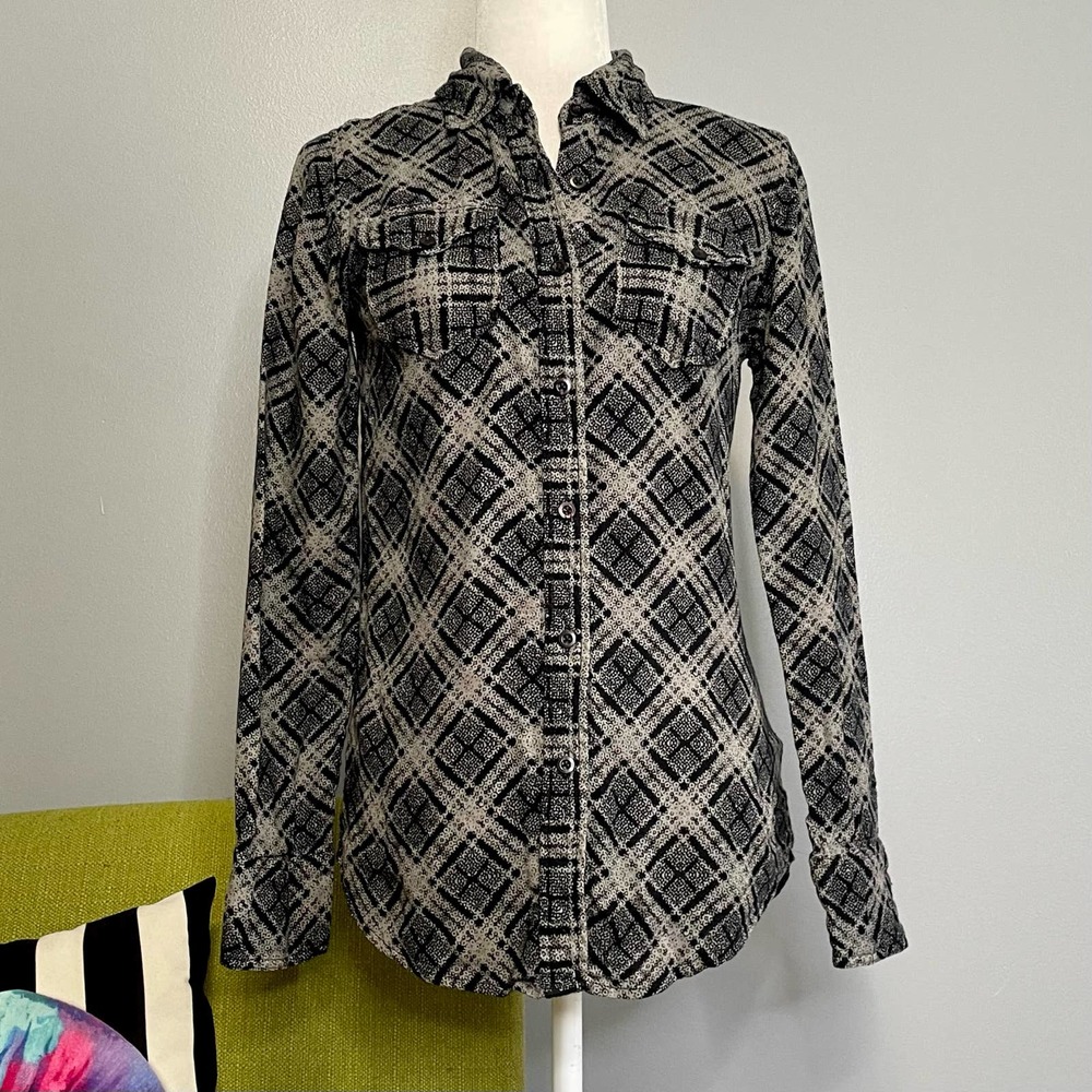 BKE Black Taupe Plaid Button Down Shirt